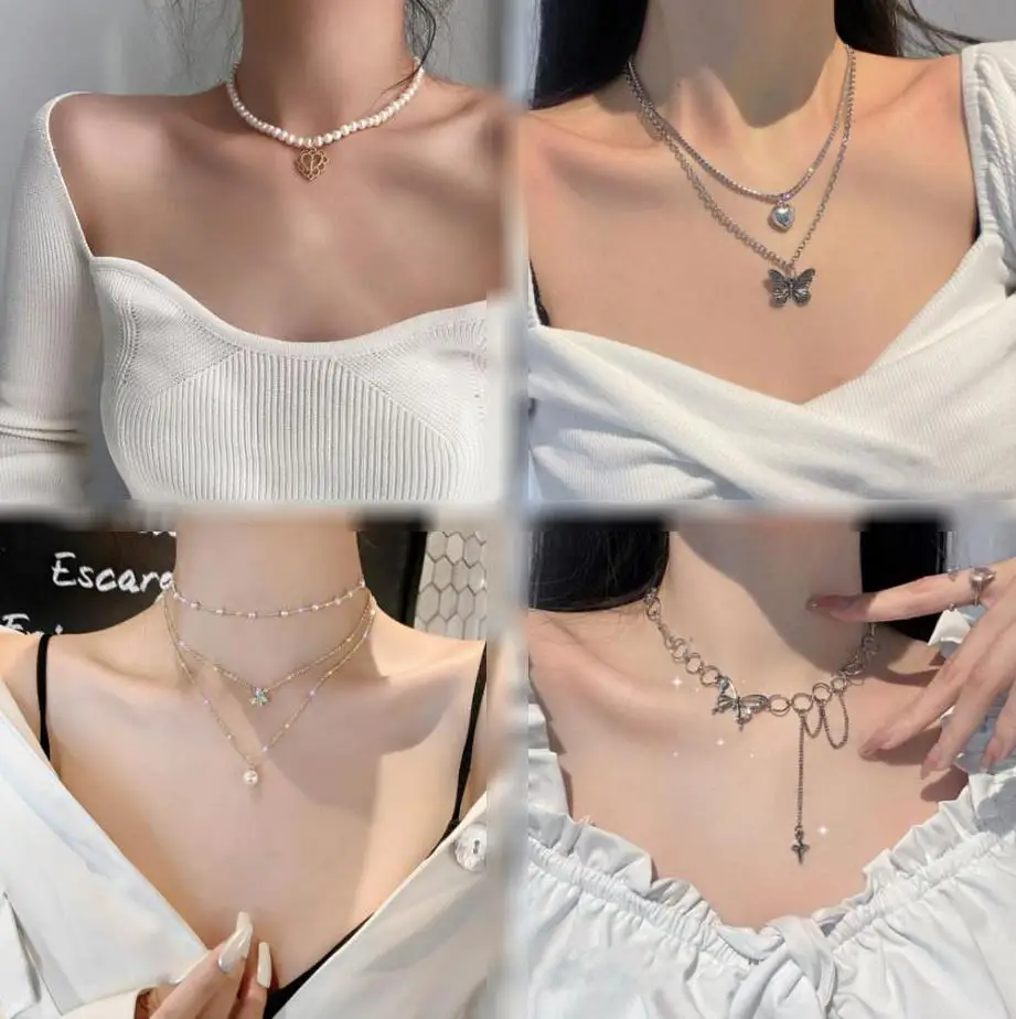 2022 new gold plated pearl customer heart butterfly chain necklace silver moon star pendant necklace set for women, Gold /silver
2022 new gold plated pearl customer heart butterfly chain necklace silver moon star pendant necklace set for women, Gold /silver