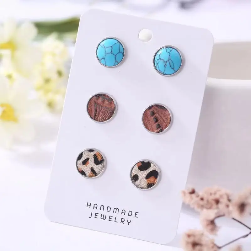 America Jewelry Personality Turquoise Stud Earring Fashion Metal Turquoise Round Earring, Multi color
America Jewelry Personality Turquoise Stud Earring Fashion Metal Turquoise Round Earring, Multi color