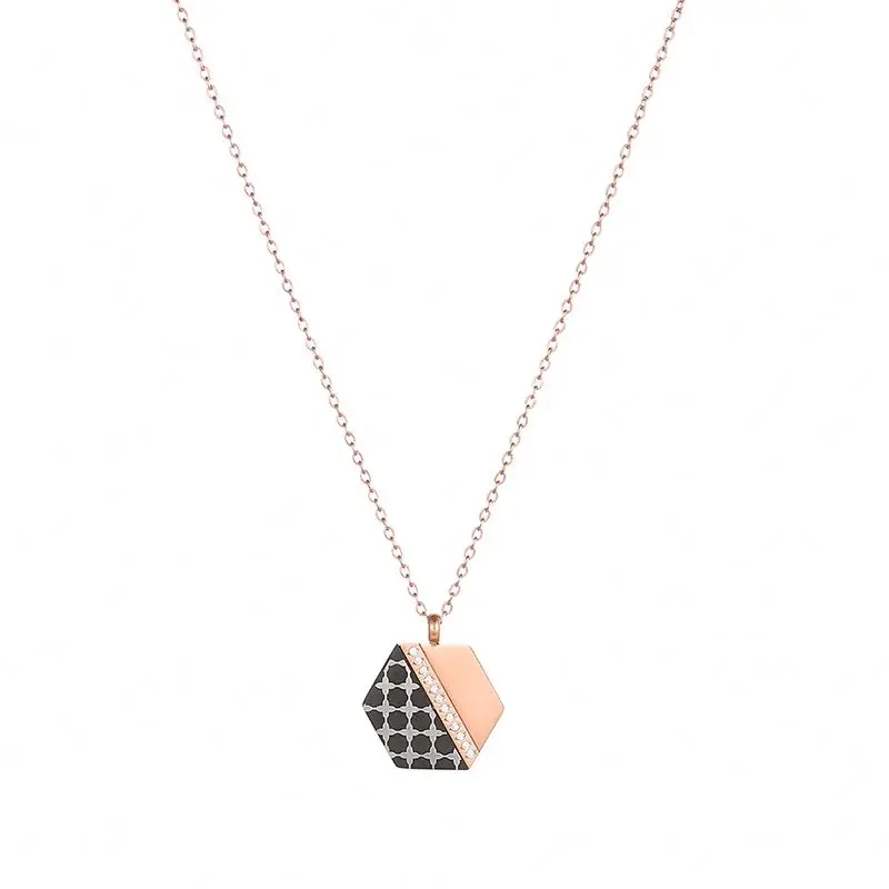 Ladies Hot Sale Fashion Pattern Gold Plated Stainless Steel Black Zircon Pendant Necklace, Rose gold color
Ladies Hot Sale Fashion Pattern Gold Plated Stainless Steel Black Zircon Pendant Necklace, Rose gold color