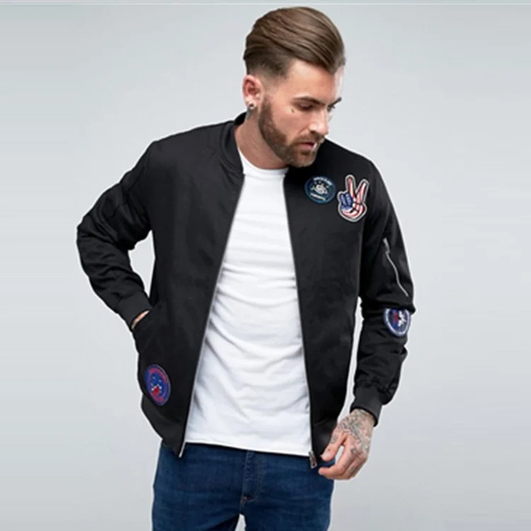 High Quality Custom Mens Blank Embroidered Winter Bomber Jacket