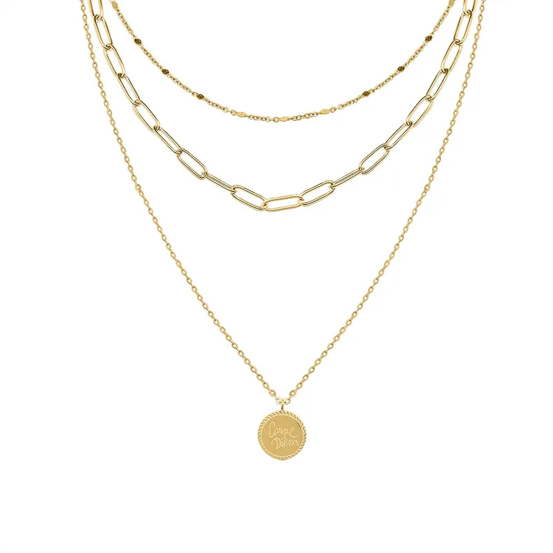 Delicacy 18K Real Gold Plated Surgical Steel Layered Necklace Jewelry, 18k gold/steel
Delicacy 18K Real Gold Plated Surgical Steel Layered Necklace Jewelry, 18k gold/steel