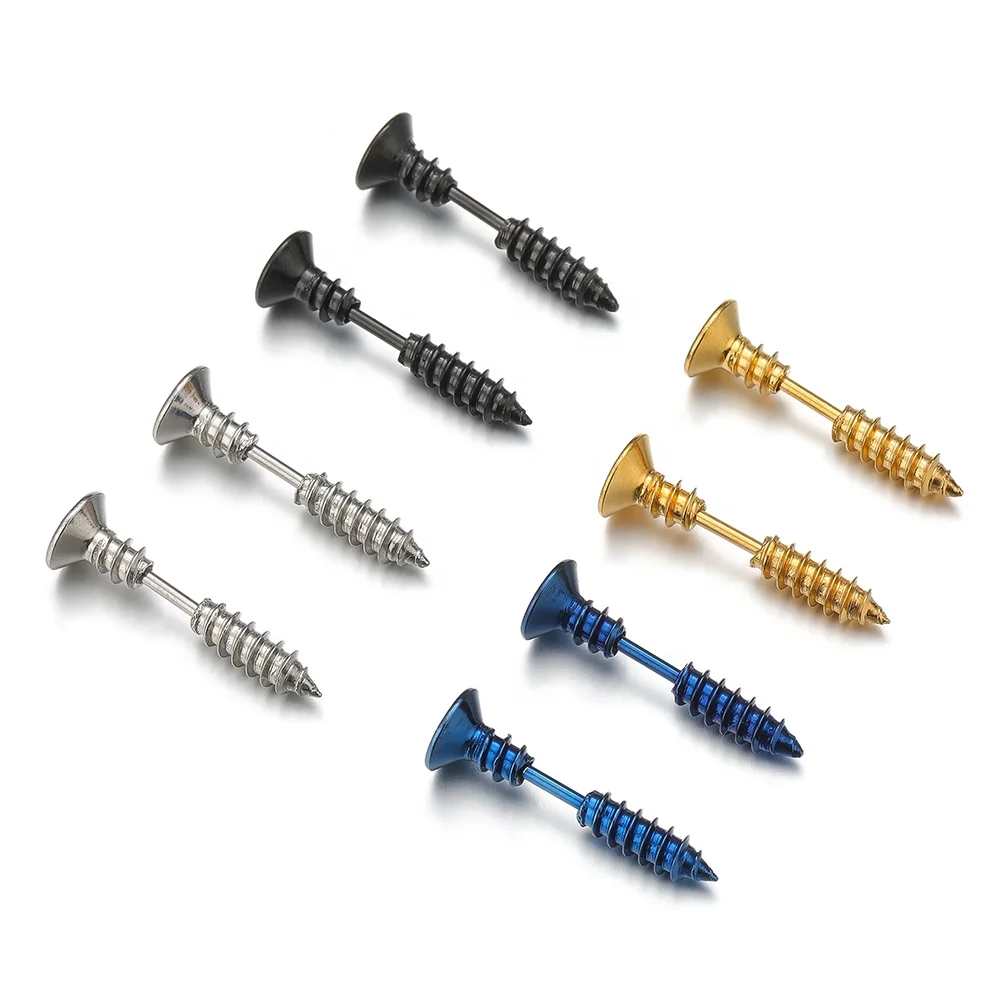 10pcs Punk Style Stainless Steel Gold Color Plated Screw Stud Earrings for DIY Unisex Jewelry Findings Materials Wholesale
10pcs Punk Style Stainless Steel Gold Color Plated Screw Stud Earrings for DIY Unisex Jewelry Findings Materials Wholesale