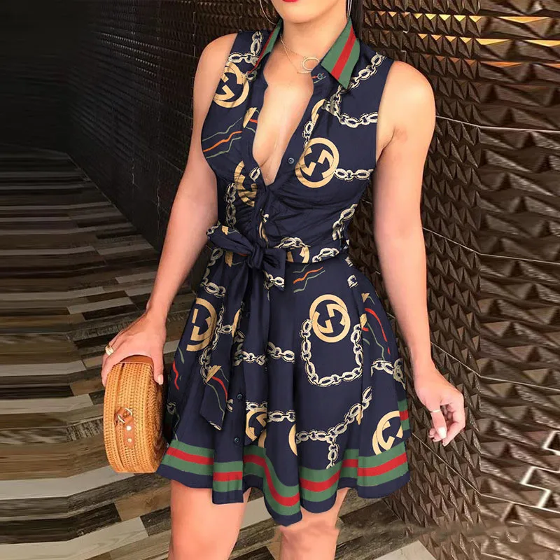 Floral Printed Sleeveless Sexy V Neck Dress Women Party With Belt Sweet Skinny Turn-down Collar Dresses Women Casual Summer
Floral Printed Sleeveless Sexy V Neck Dress Women Party With Belt Sweet Skinny Turn-down Collar Dresses Women Casual Summer