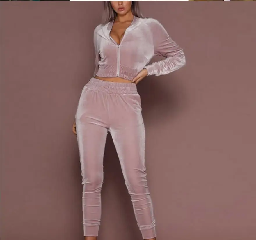 Women 2Pcs Velvet Zipper Tracksuit Velour Lounge Wear Sweatshirt Pant Jogger Set tracksuit set, Custom color
Women 2Pcs Velvet Zipper Tracksuit Velour Lounge Wear Sweatshirt Pant Jogger Set tracksuit set, Custom color
