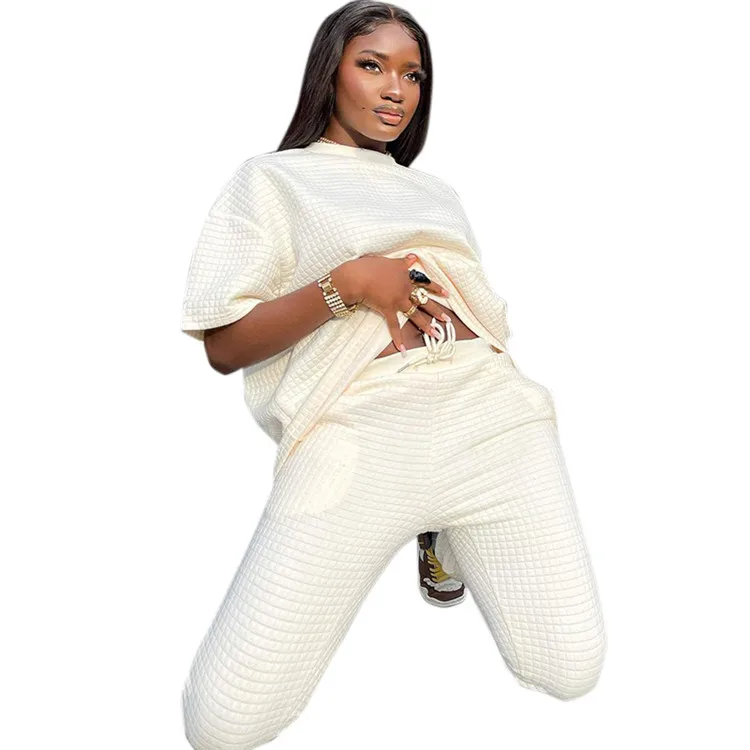 Custom Logo White Plaid 2 Two Piece Sets Women Tracksuit Matching Sets Female Loose Crop Top Long Pants Sets 2021, As picture
Custom Logo White Plaid 2 Two Piece Sets Women Tracksuit Matching Sets Female Loose Crop Top Long Pants Sets 2021, As picture