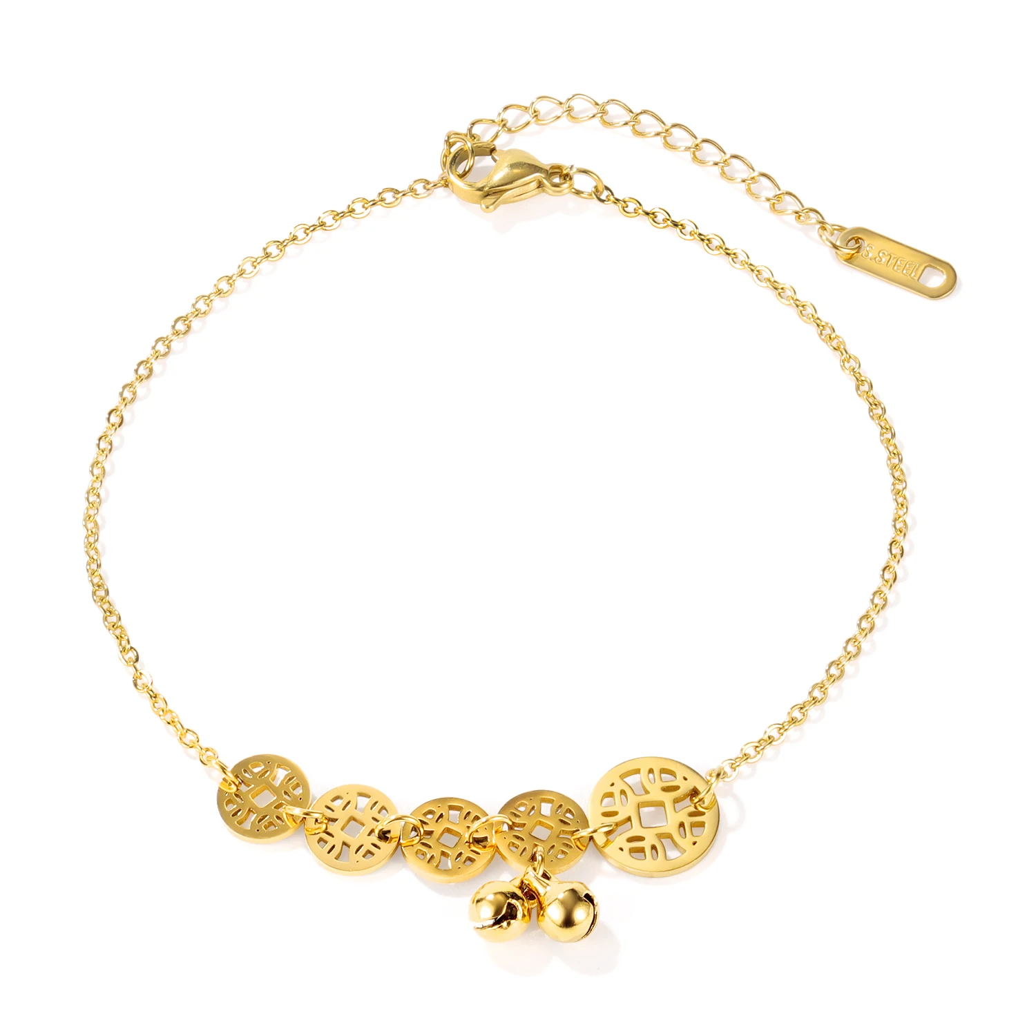Unique Fashion Bells Women Copper Coin Gold Chain Foot Jewelry Stainless Steel Anklet, Gold,accept custom color
Unique Fashion Bells Women Copper Coin Gold Chain Foot Jewelry Stainless Steel Anklet, Gold,accept custom color