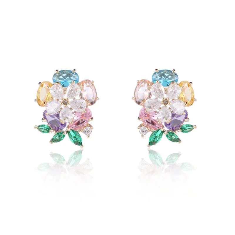 Wholesale Luxury Flower Crystal Stud Earrings for Women Engagement Party S925 Silver Needle Colorful Zircon Fashion Jewelry
Wholesale Luxury Flower Crystal Stud Earrings for Women Engagement Party S925 Silver Needle Colorful Zircon Fashion Jewelry