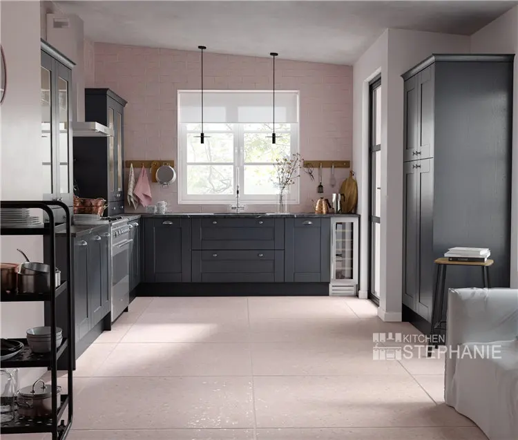 italian style classic kitchen cabinet for villa, good price black mdf kitchen cabinets