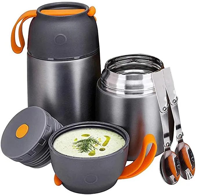 2Food Flasks15 oz 24 oz Insulated Food Container Lunch Box/Adults with Foldable Spoons Cold/Heat Insulated -Leakproof (Grey), Customized color acceptable
2Food Flasks15 oz 24 oz Insulated Food Container Lunch Box/Adults with Foldable Spoons Cold/Heat Insulated -Leakproof (Grey), Customized color acceptable