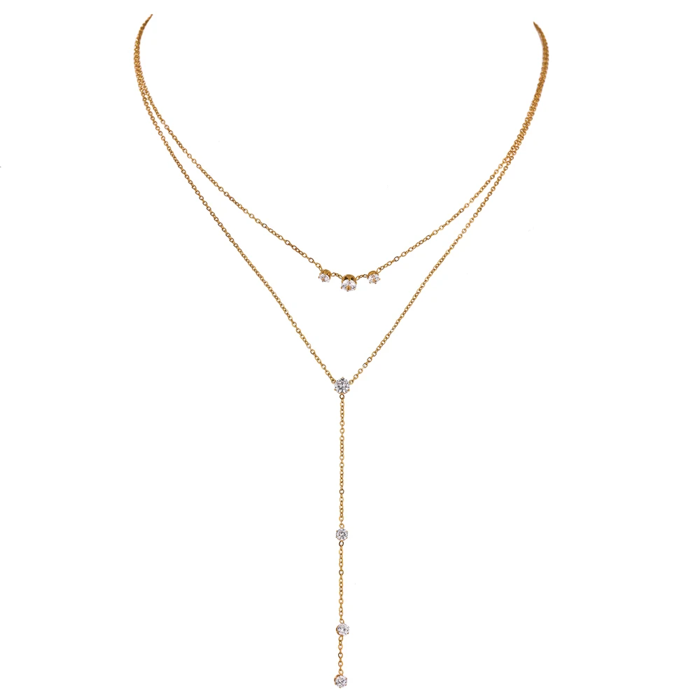 JINYOU 1929 Exquisite Thin Long Chain Stainless Steel Cubic Zircon Multi Layer Bib Necklace Jewelry for Women
JINYOU 1929 Exquisite Thin Long Chain Stainless Steel Cubic Zircon Multi Layer Bib Necklace Jewelry for Women