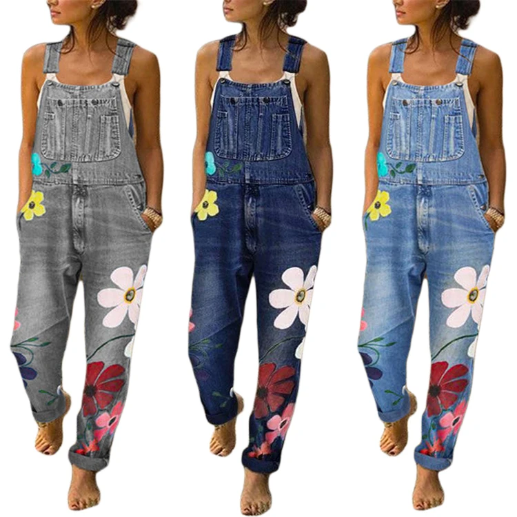 Women's Denim Jumpsuits Romper Floral Print Lovely Girls Jeans Pants Casual Pants, Picture colors
Women's Denim Jumpsuits Romper Floral Print Lovely Girls Jeans Pants Casual Pants, Picture colors