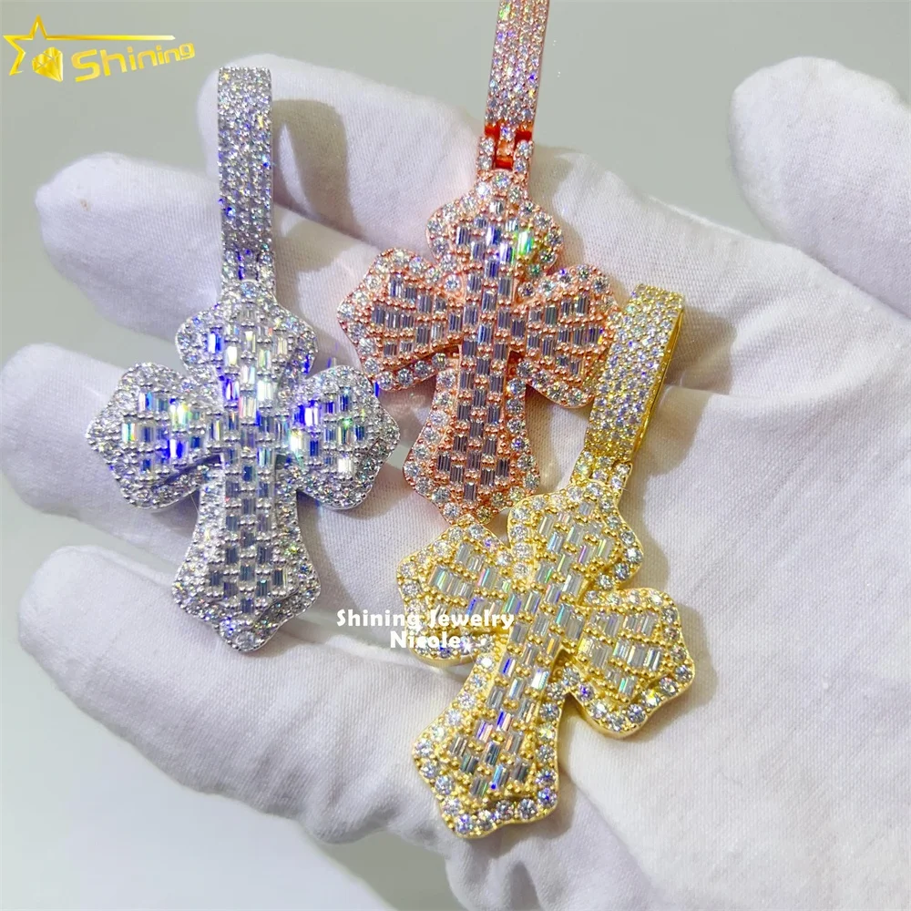 Fine Jewelry 925 Silver Baguette Diamond Cross Charms Moissanite Hip Hop Jewelry Mens Moissanite Pendant
Fine Jewelry 925 Silver Baguette Diamond Cross Charms Moissanite Hip Hop Jewelry Mens Moissanite Pendant