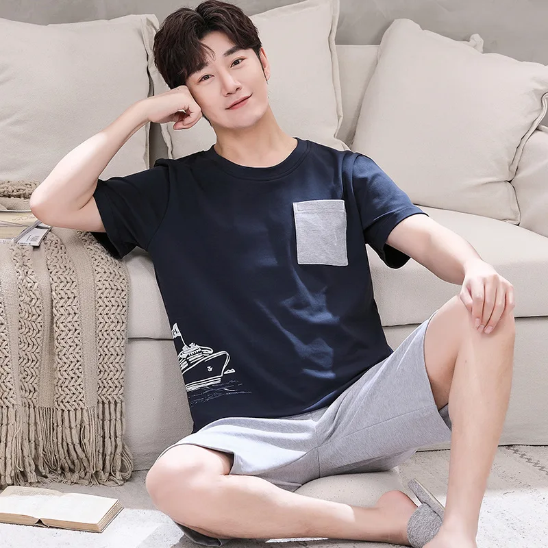 Custom Summer Knitted Cotton Men Round Neck Pullover Pajamas Suits Men's Plus Size Sports Causal Short-sleeved Home Wear
Custom Summer Knitted Cotton Men Round Neck Pullover Pajamas Suits Men's Plus Size Sports Causal Short-sleeved Home Wear