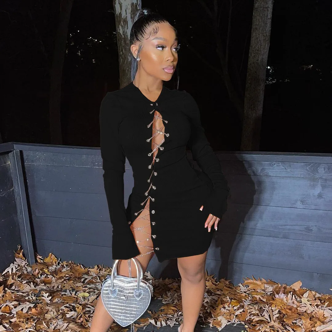 Wholesale Hot Night Solid Lace Up Long Sleeve Rib Bodycon Women Clothes Dress Knitted Sexy Mini Party Club Dresses 2021, Black,orange,light blue
Wholesale Hot Night Solid Lace Up Long Sleeve Rib Bodycon Women Clothes Dress Knitted Sexy Mini Party Club Dresses 2021, Black,orange,light blue