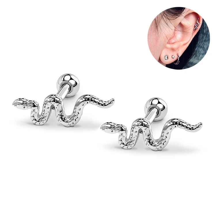 New European Antique Sliver Snake Earrings Personality Punk Twisted Snake Screw Stud Earring Surgical Stainless Steel Jewelry, Picture
New European Antique Sliver Snake Earrings Personality Punk Twisted Snake Screw Stud Earring Surgical Stainless Steel Jewelry, Picture