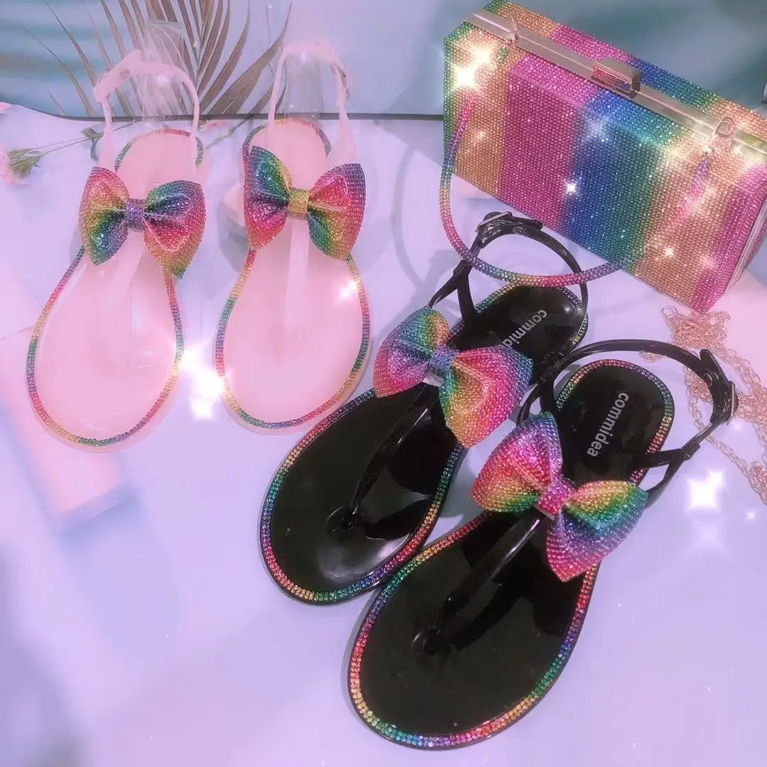 2021 New Fashion Women's Jelly Sandals Flip Flop bow slippers beach Casual Ladies Shoes Rhinestone Sandals, Black/pink
2021 New Fashion Women's Jelly Sandals Flip Flop bow slippers beach Casual Ladies Shoes Rhinestone Sandals, Black/pink