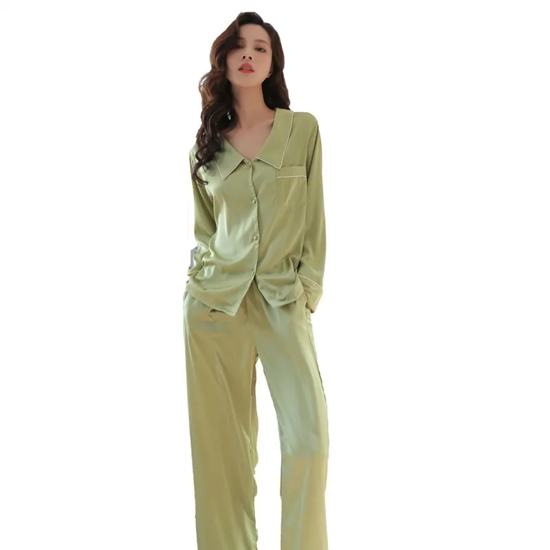 Spring Autumn Long Sleeve Daily Wear Sexy Ice Silk Pajama Set Ladies Luxury Two-piece Home Suit Casual Loose Pajama
Spring Autumn Long Sleeve Daily Wear Sexy Ice Silk Pajama Set Ladies Luxury Two-piece Home Suit Casual Loose Pajama
