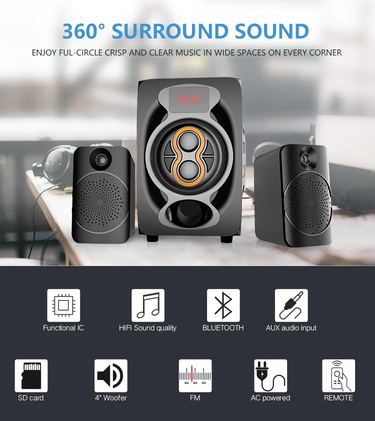 Best Loud Active 2.1 Home Theater Super Bass Multimedia Professional Speaker - ANKUX.COM