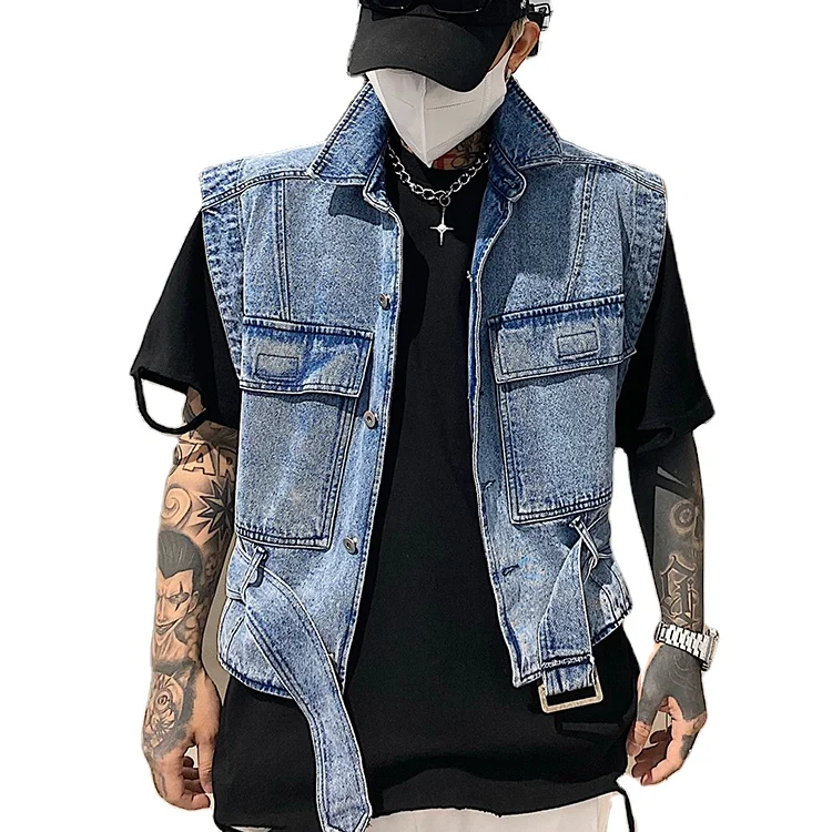 Lapel denim vest boys 2021 new summer tooling jacket trend spring and autumn men's vests
Lapel denim vest boys 2021 new summer tooling jacket trend spring and autumn men's vests