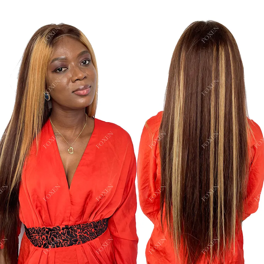 Highlight 4/27 color straight human hair lace front wigs 13*4 HD swiss human hair lace front wig
Highlight 4/27 color straight human hair lace front wigs 13*4 HD swiss human hair lace front wig