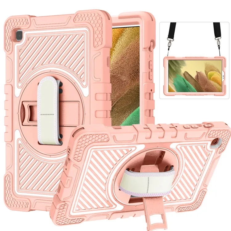 2021 Popular Silicone Bumper Belt Hand Strap Rotate Handle Tablet Case For Samsung Galaxy Tab A7 Lite Tablet Covers, 6 colors
2021 Popular Silicone Bumper Belt Hand Strap Rotate Handle Tablet Case For Samsung Galaxy Tab A7 Lite Tablet Covers, 6 colors