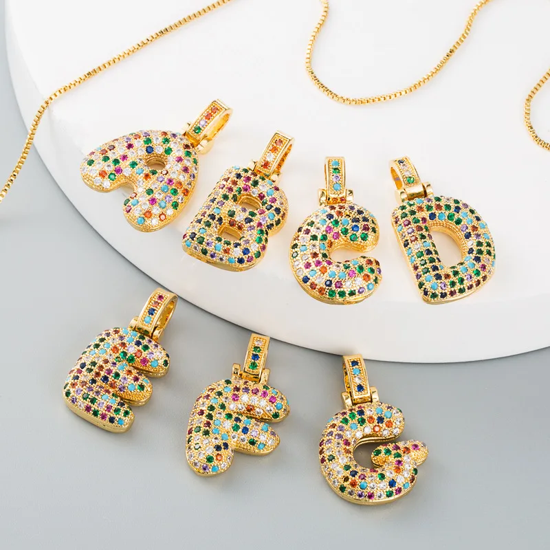 Hip Hops Multi Color Full Diamond Initial Necklaces Rainbow Colorful Micro Pave CZ 26 Letter Pendant Necklaces
Hip Hops Multi Color Full Diamond Initial Necklaces Rainbow Colorful Micro Pave CZ 26 Letter Pendant Necklaces