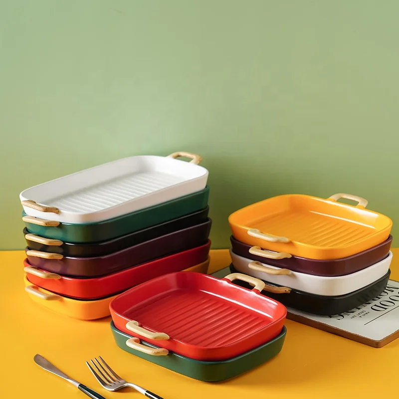 Ceramic plate Nordic binaural baking Creative consumer and commercial plate oven special salad dessert multi-color p, Black
Ceramic plate Nordic binaural baking Creative consumer and commercial plate oven special salad dessert multi-color p, Black