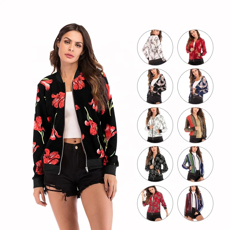 Wholesale 2020 Women's Casual Floral Print Baseball Uniform Zipper Jacket Coat, Colors
Wholesale 2020 Women's Casual Floral Print Baseball Uniform Zipper Jacket Coat, Colors