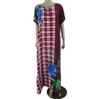 Middle east wear short sleeve woven rayon islamic maxi summer dress muslim robes