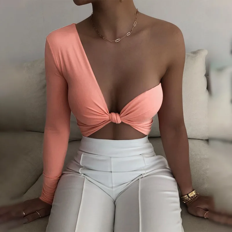 2021 Solid Color Sexy Irregular One Shoulder Crop Top Summer Casual Woman Tops T-shirt, Pink/blue/black
2021 Solid Color Sexy Irregular One Shoulder Crop Top Summer Casual Woman Tops T-shirt, Pink/blue/black