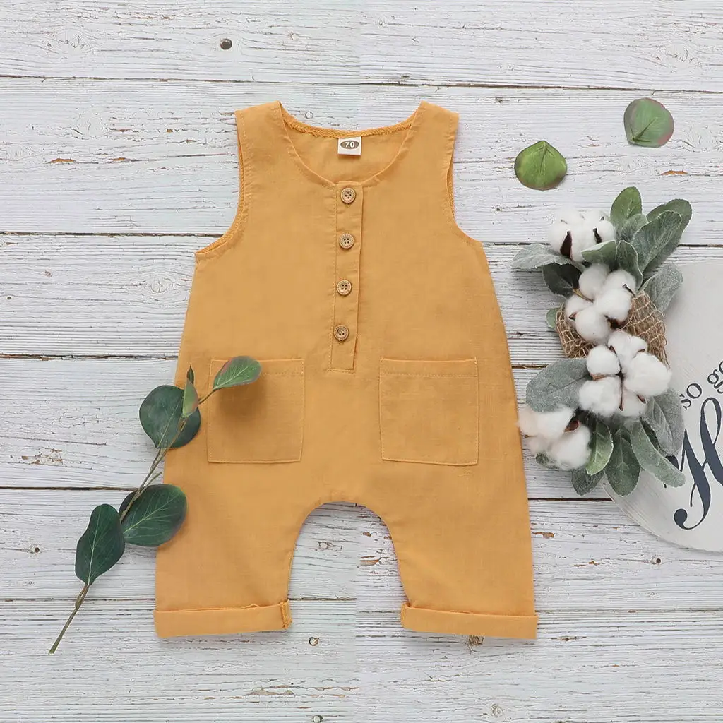 Boys Buttons Solid Romper Fashion Sleeveless Romper Cotton Linen Jumpsuit, As picture
Boys Buttons Solid Romper Fashion Sleeveless Romper Cotton Linen Jumpsuit, As picture