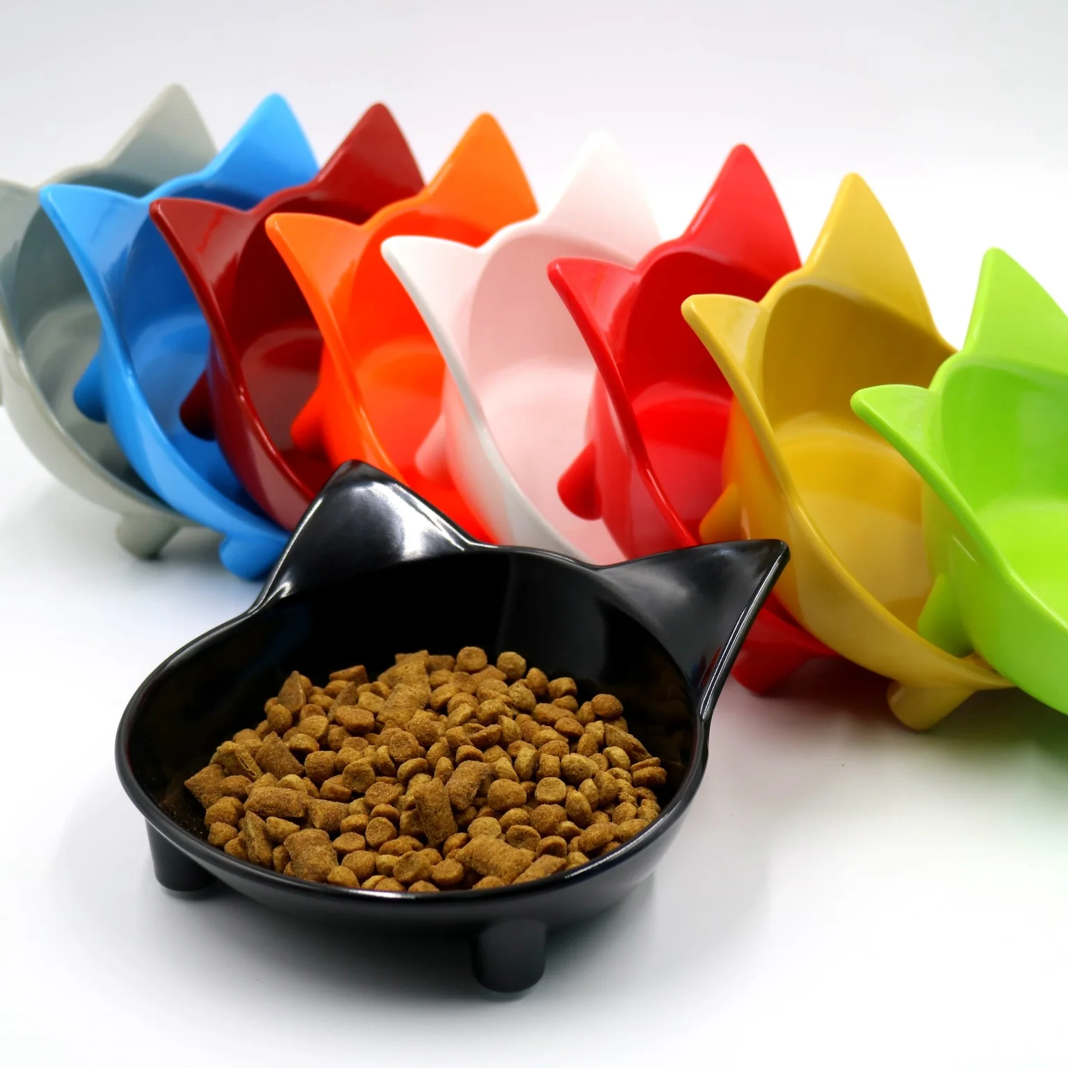 Anti-skid pet supplies cat type color melamine plastic pet food bowl Cute cat ears cat bowl
Anti-skid pet supplies cat type color melamine plastic pet food bowl Cute cat ears cat bowl
