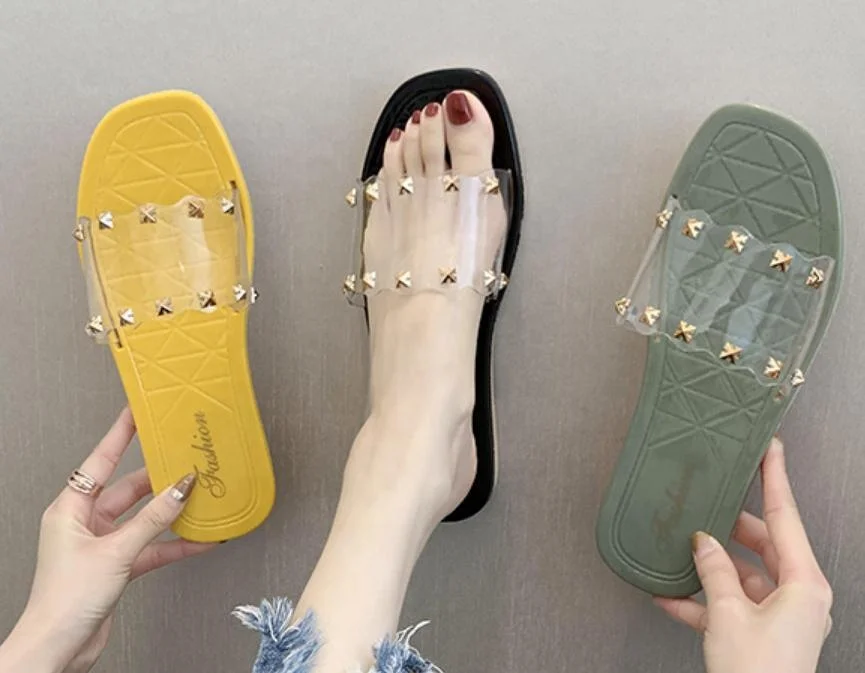 2020 fashion pvc all color rivet letter buckle women slides sandals for women and ladies flat slippers summer
2020 fashion pvc all color rivet letter buckle women slides sandals for women and ladies flat slippers summer