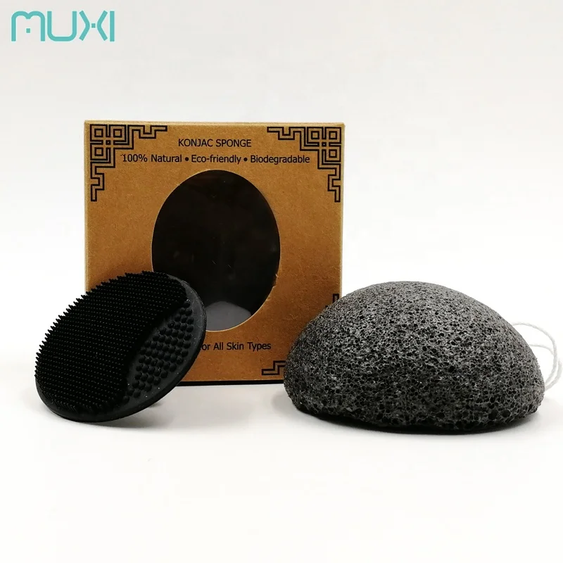 Private Label Bamboo Charcoal Half Ball Konjac Sponge with Silicone Facial Brushes, Black or custom
Private Label Bamboo Charcoal Half Ball Konjac Sponge with Silicone Facial Brushes, Black or custom