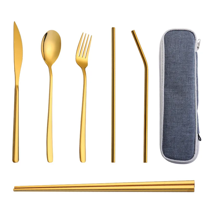 Camping Travel Portable Stainless Steel Flatware Set Cutlery Set With Straw, Silver/gold/rose gold/black/rainbow
Camping Travel Portable Stainless Steel Flatware Set Cutlery Set With Straw, Silver/gold/rose gold/black/rainbow