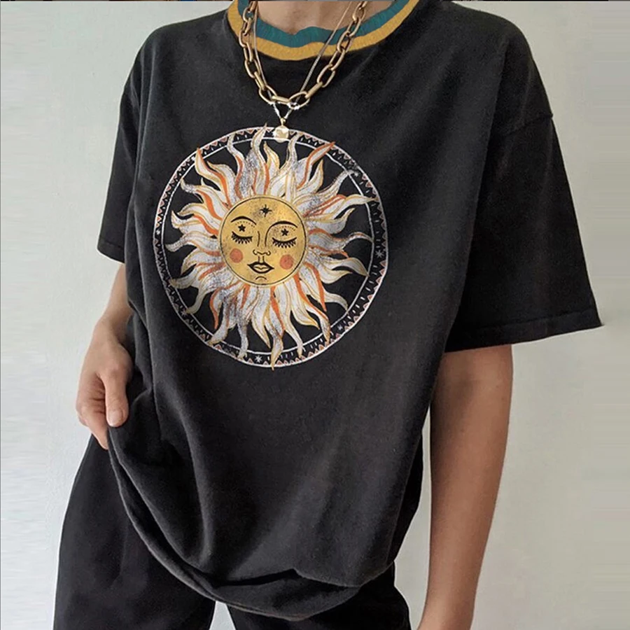K21T00626 summer casual o neck short sleeve black tees top 2021 graphic print cotton loose t shirt for women
K21T00626 summer casual o neck short sleeve black tees top 2021 graphic print cotton loose t shirt for women