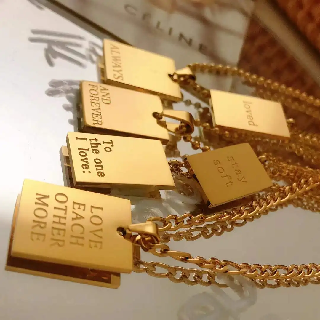 Tarnish Free Stainless Steel 18k Gold Plated Square Shape toefel Letter Love Card Pendant Necklace Jewelry
Tarnish Free Stainless Steel 18k Gold Plated Square Shape toefel Letter Love Card Pendant Necklace Jewelry