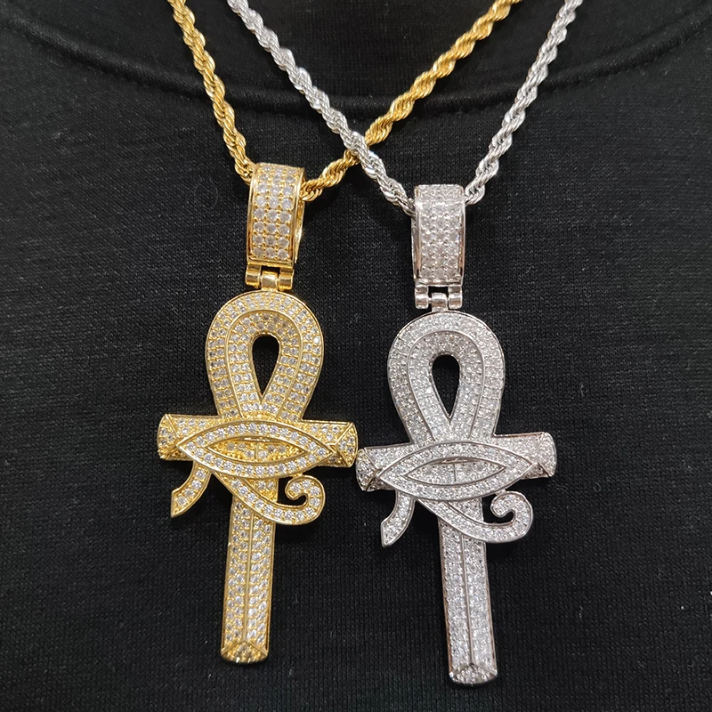 Wholesale jewelry AAA CZ Gold Jewelry Horus eye cross pendant Necklace Men's street fashion charm jewelry
Wholesale jewelry AAA CZ Gold Jewelry Horus eye cross pendant Necklace Men's street fashion charm jewelry