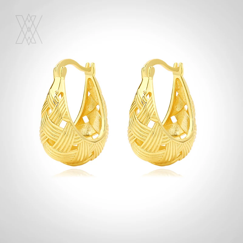 VIANRLA 925 Sterling Silver Jewelry Weave Texture Earrings 18k Gold Plated Hoop Earring For Women Free Laser Logo
VIANRLA 925 Sterling Silver Jewelry Weave Texture Earrings 18k Gold Plated Hoop Earring For Women Free Laser Logo