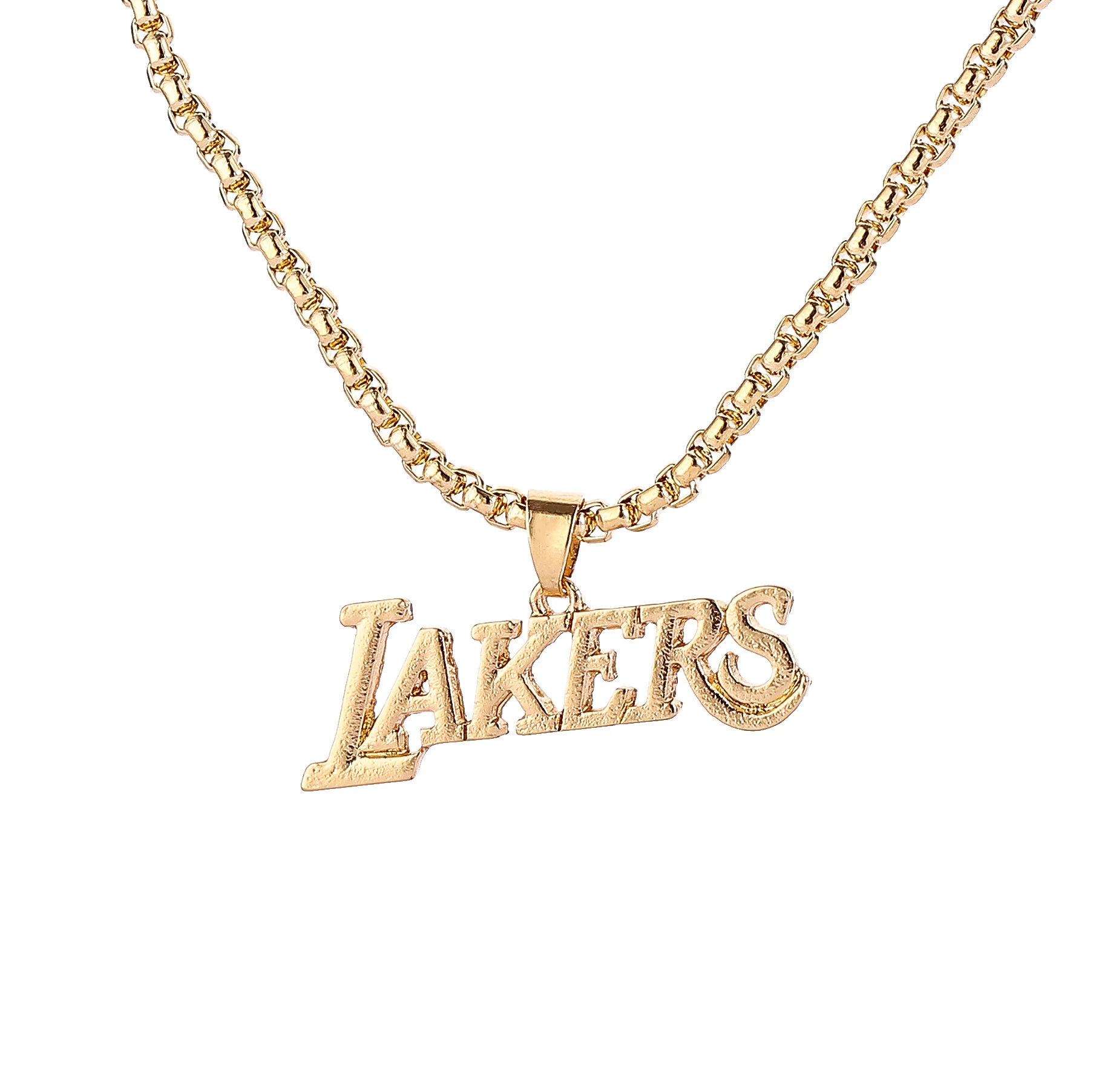 2020 simple hollow Lakers letters pendant with Square pearl chain necklace, Gold, silver
2020 simple hollow Lakers letters pendant with Square pearl chain necklace, Gold, silver