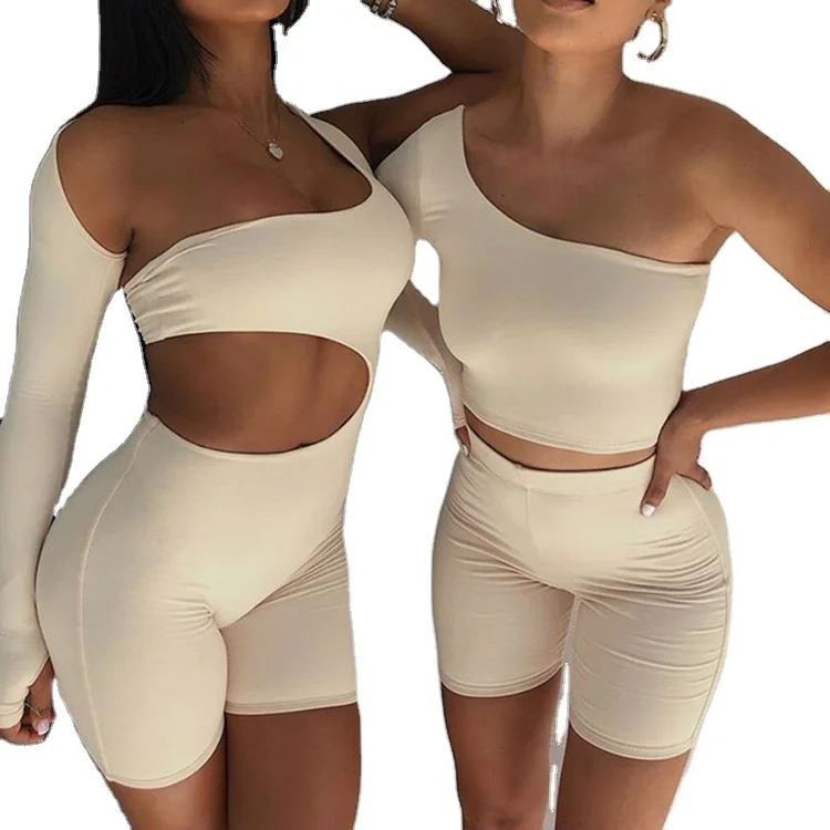 2021 bodysuits one sleeve sexy tight-fitting sports leisure suit sexy women two piece outfits crop summer 2 piece set clothing, 3 colors
2021 bodysuits one sleeve sexy tight-fitting sports leisure suit sexy women two piece outfits crop summer 2 piece set clothing, 3 colors