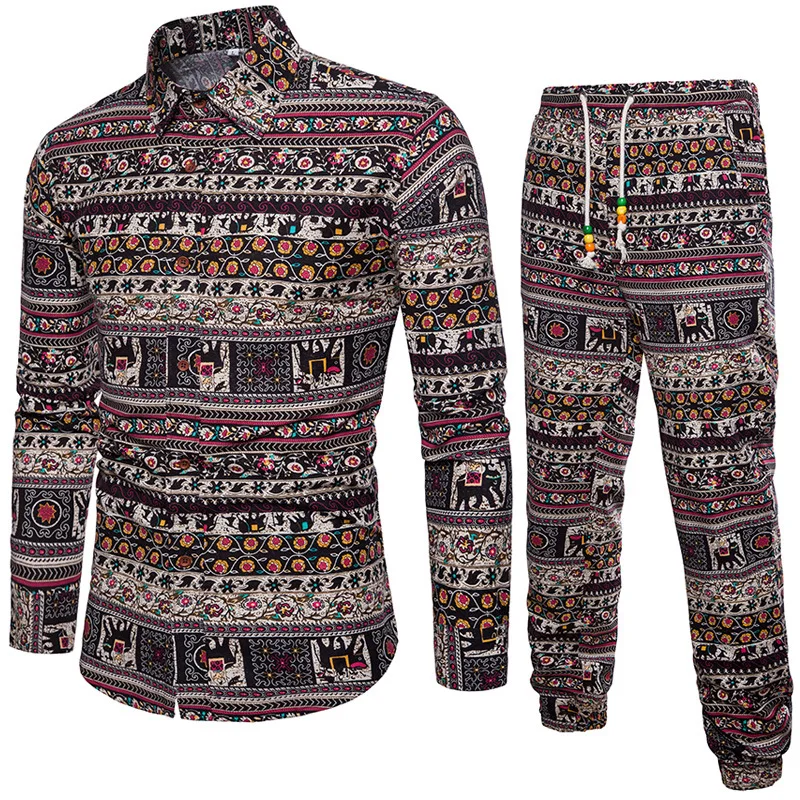 Wholesale 2021 New Style Tracksuit Ethnic Style Outfits Fashion Design Mens Printed Shirts Men Two Piece Set, Shown
Wholesale 2021 New Style Tracksuit Ethnic Style Outfits Fashion Design Mens Printed Shirts Men Two Piece Set, Shown