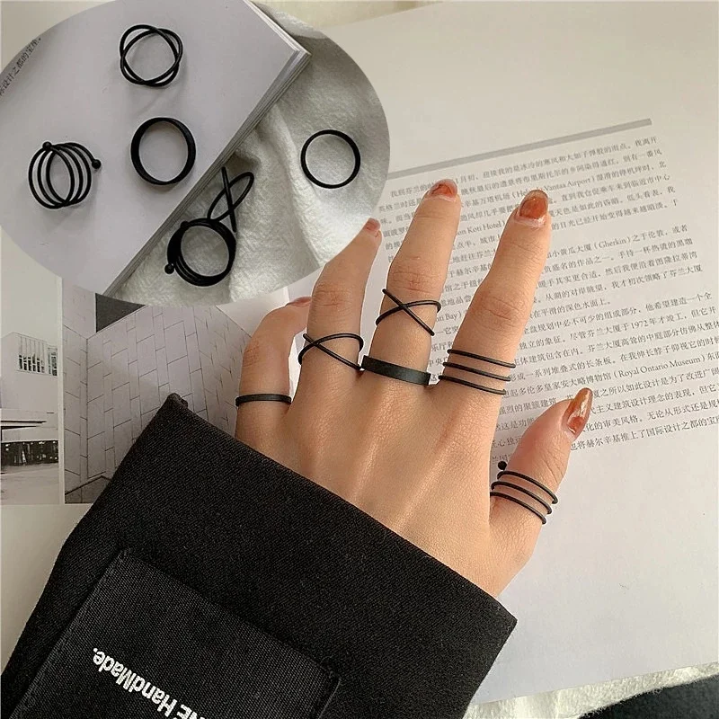 New Punk Finger Rings 6pcs/set Minimalist Smooth Gold Black Geometric Metal Ring for Women Girls Party Jewelry bijoux femme
New Punk Finger Rings 6pcs/set Minimalist Smooth Gold Black Geometric Metal Ring for Women Girls Party Jewelry bijoux femme