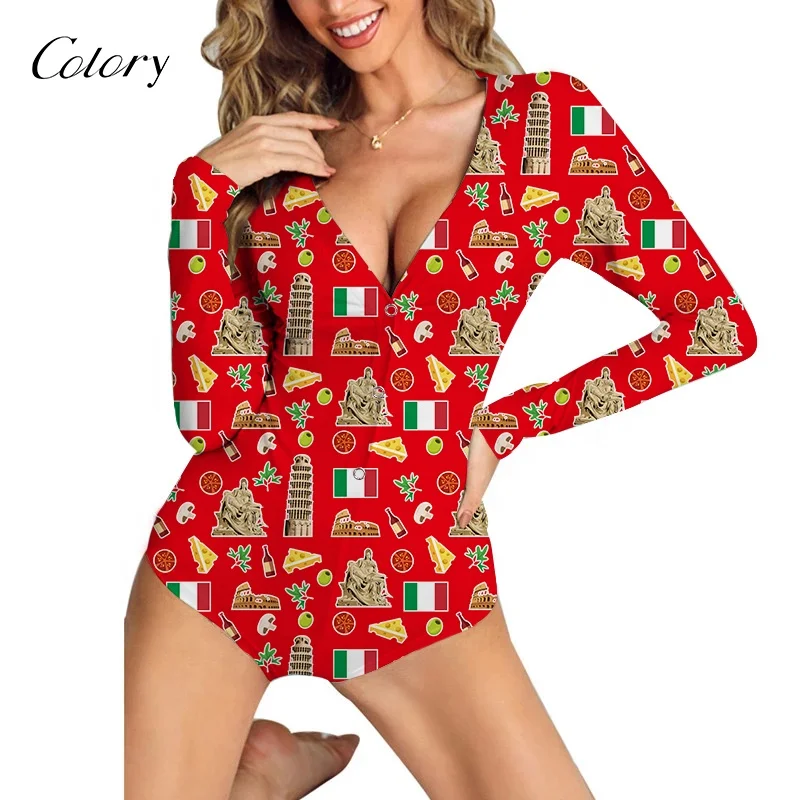 Colory Women Printed V-neck Sleep Wear Short Sleeve Cartoon Pajama Onesie Adult Sexy, Customized color
Colory Women Printed V-neck Sleep Wear Short Sleeve Cartoon Pajama Onesie Adult Sexy, Customized color