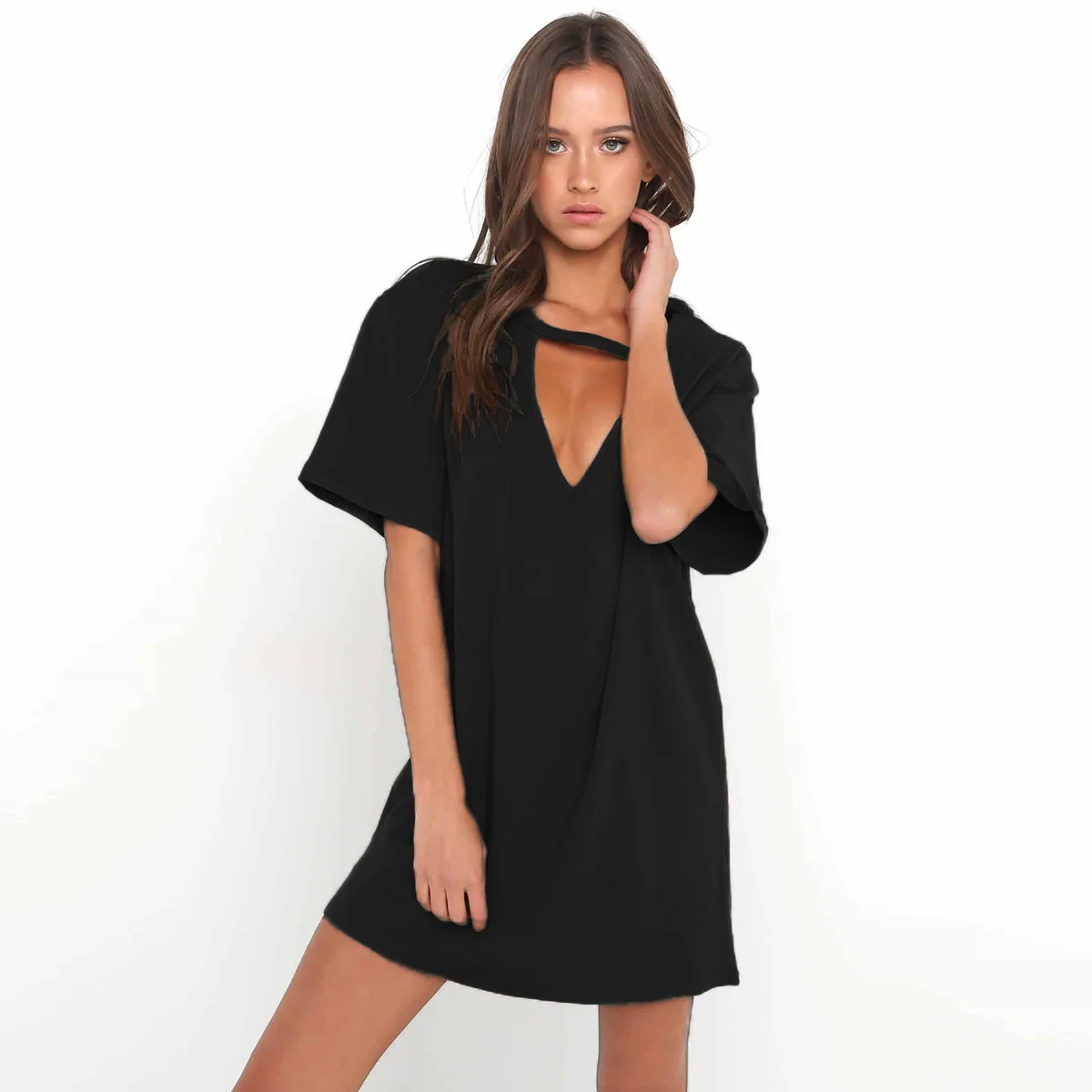 2021 summer V neck dress halter neck hollow sexy solid color mid-length dress custom pattern/logo, Picture color
2021 summer V neck dress halter neck hollow sexy solid color mid-length dress custom pattern/logo, Picture color