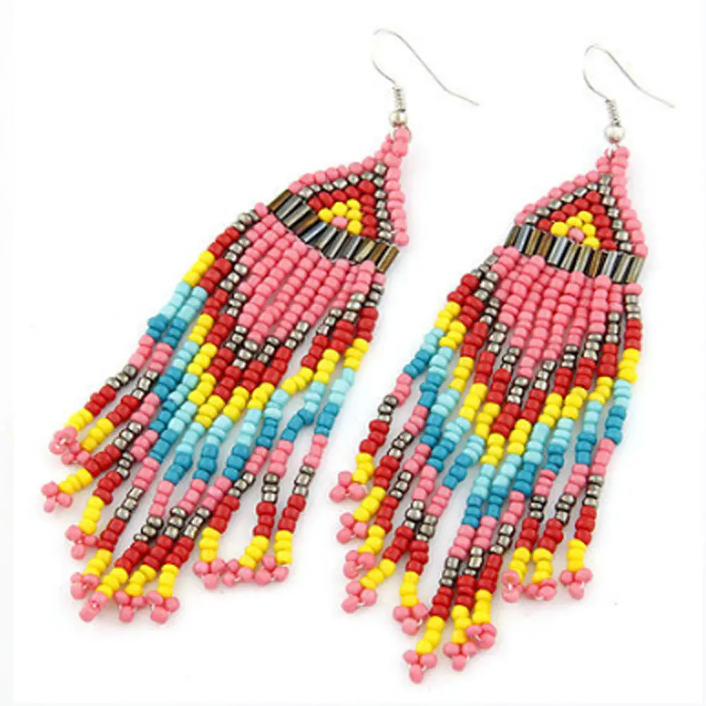 Wholesale fashion colorful bohemian Glass Bead beaded earrings dangle drop pendant tassel handmade seed, Multi
Wholesale fashion colorful bohemian Glass Bead beaded earrings dangle drop pendant tassel handmade seed, Multi