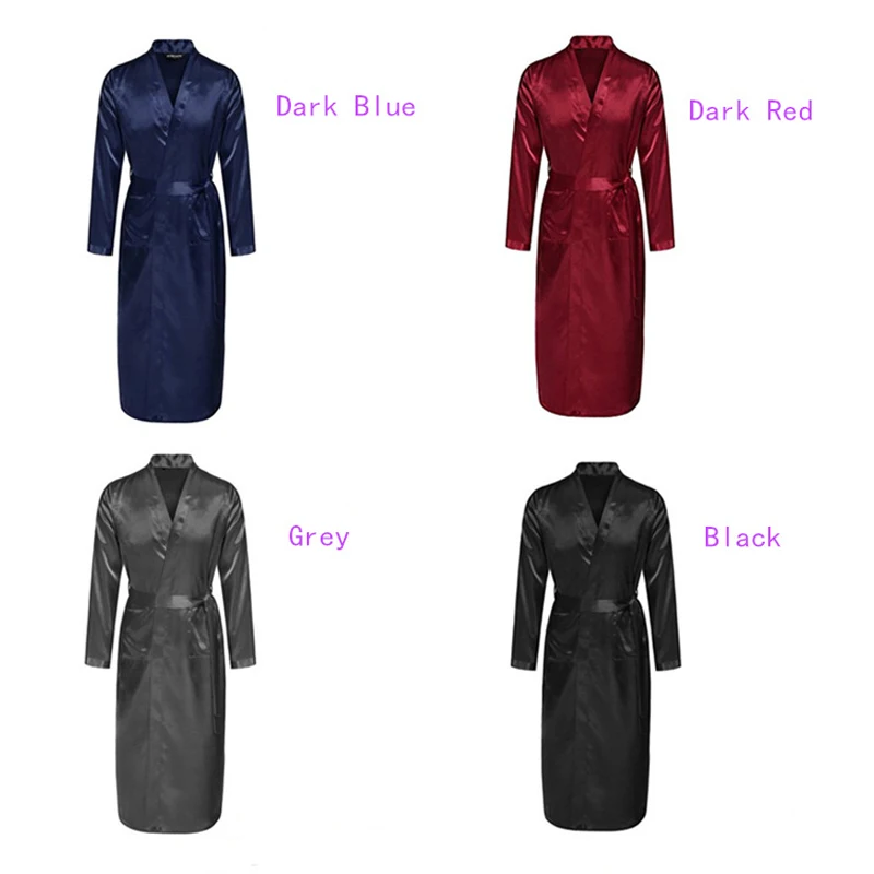 Solid color thin cardigan nightgown loose large size long sleeve satin robe men, Solid colors as photos
Solid color thin cardigan nightgown loose large size long sleeve satin robe men, Solid colors as photos