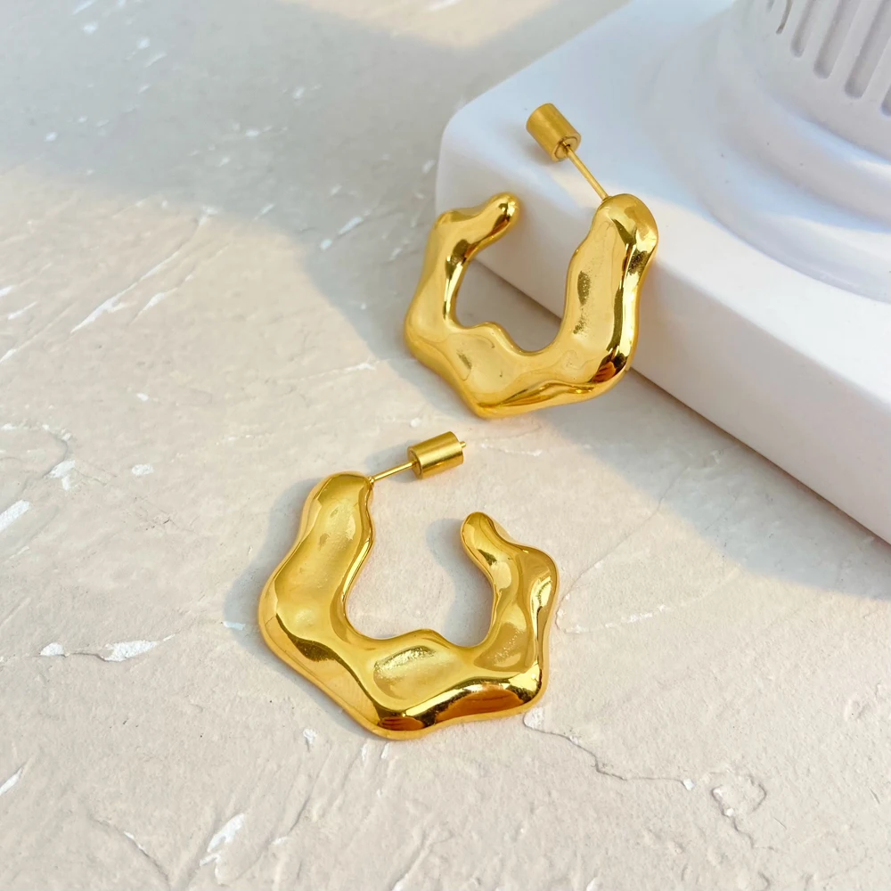 Fashion lava hoop earrings jewelry stainless steel gold-plated solid abstract flower ring earrings female
Fashion lava hoop earrings jewelry stainless steel gold-plated solid abstract flower ring earrings female