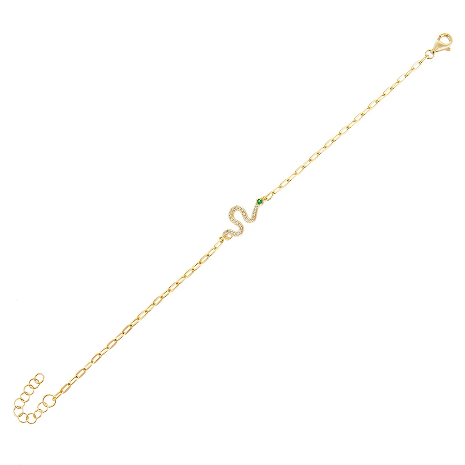 Simple Style 925 Sterling Silver 18k Gold Plated Cubic Zircon Snake Bracelet For Women, Customized color
Simple Style 925 Sterling Silver 18k Gold Plated Cubic Zircon Snake Bracelet For Women, Customized color