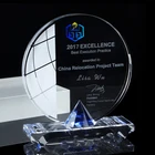 Custom Quality 3D Engrave Printed Round Crystal Trophy/Award/Plaque/Trophy Crystal with Diamond